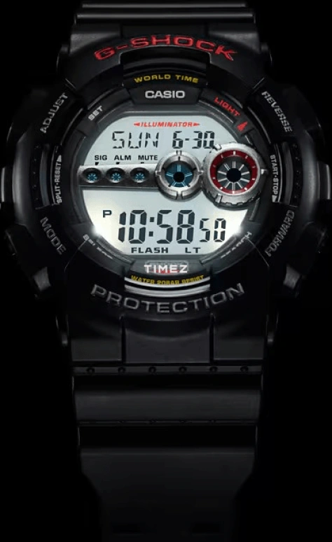 Casio,G-SHOCK 51.20mm,51.20mm,Resin,Black,Grey,Quartz,Countdown,Chronograph,Month,Date,Hardlex,Round,GD100,GD100-1A