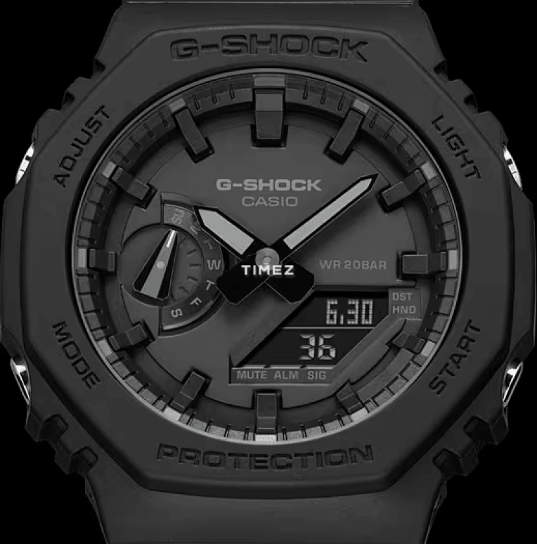 Casio,G-SHOCK 48.50mm,48.50mm,Resin,Black,Red,Quartz,Chronograph,Annual Calendar,Month,Date,Closed,GA,GA-2100-1A1
