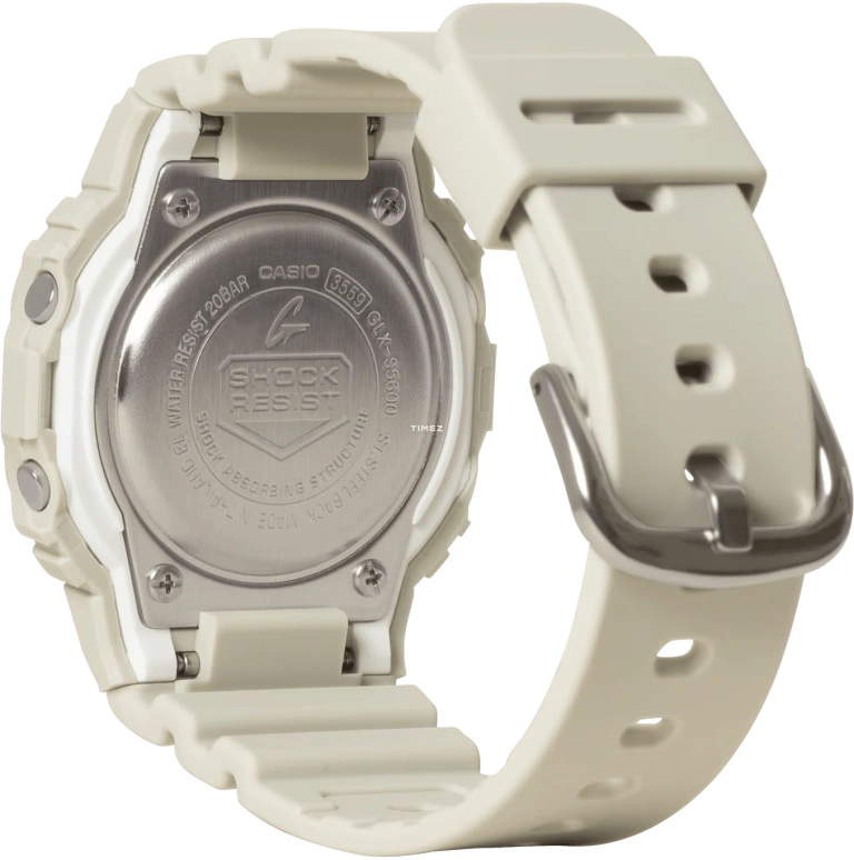 Casio,G-LIDE 45.70x40.50mm,45.70x40.50mm,Bio-sourced,Resin,White,Quartz,Countdown,Chronograph,Month,Date,Hardlex,Square,GLXS5600,GLXS5600-7