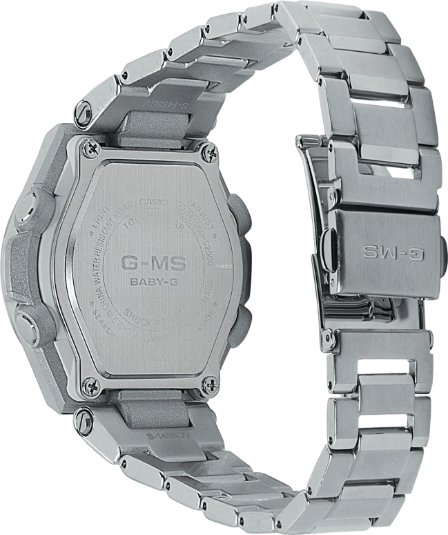 Casio,G-MS 38.40mm,38.40mm,Resin,Stainless Steel,Silver,Quartz,Countdown,Chronograph,Month,Date,Hardlex,Round,MSGS200D,MSGS200D-7A