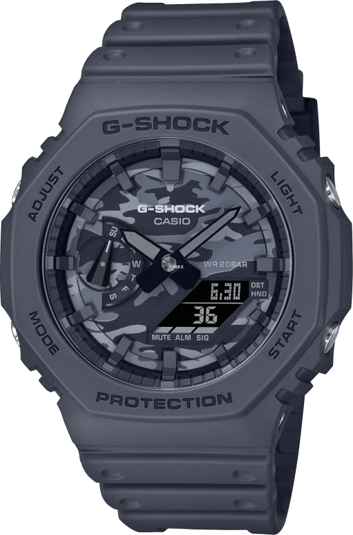 Casio,G-SHOCK 48.50x45.40mm,48.50x45.40mm,Carbon,Resin,Black,Grey,Quartz,Countdown,Chronograph,Month,Date,Hardlex,Octagon,GA2100CA,GA2100CA-8A