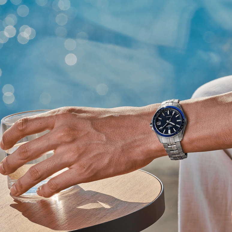Casio,OCEANUS 46.50x41.30mm,46.50x41.30mm,Titanium,Blue,Quartz,Day,World Time,OCWS400,OCWS400-2A