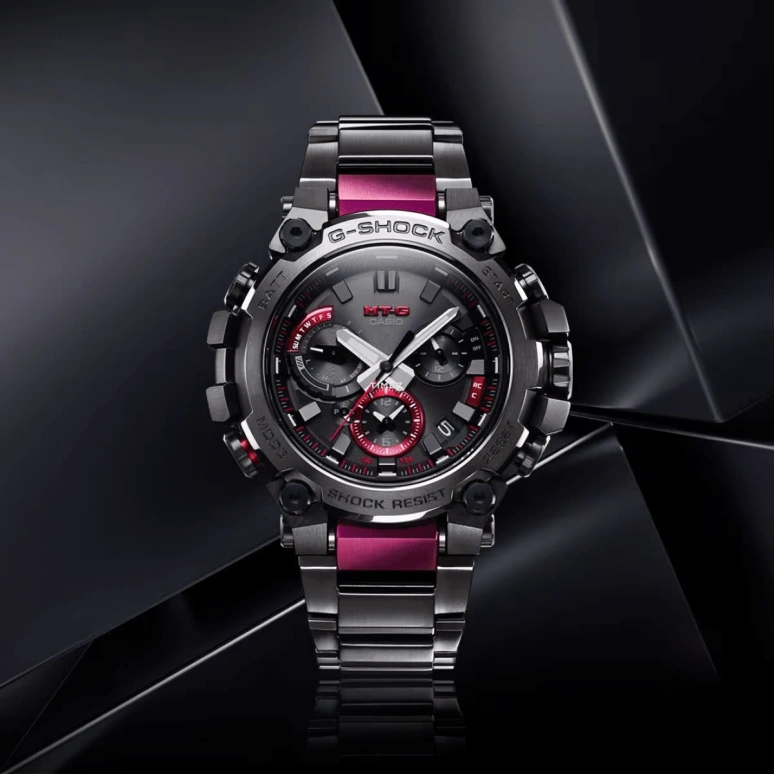 Casio,MTG 51.90x50.90mm,51.90x50.90mm,Stainless Steel,Resin,Black,Quartz,Countdown,Chronograph,Month,Date,Hardlex,Round,MTGB3000BD,MTGB3000BD-1A