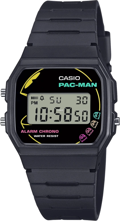 Casio,Standard 38.20x35.20mm,38.20x35.20mm,Bio-sourced,Resin,Grey,Black,Quartz,Chronograph,Date,Day,Hour Strike,Plexi,Square,F91WPC,F91WPC-1A