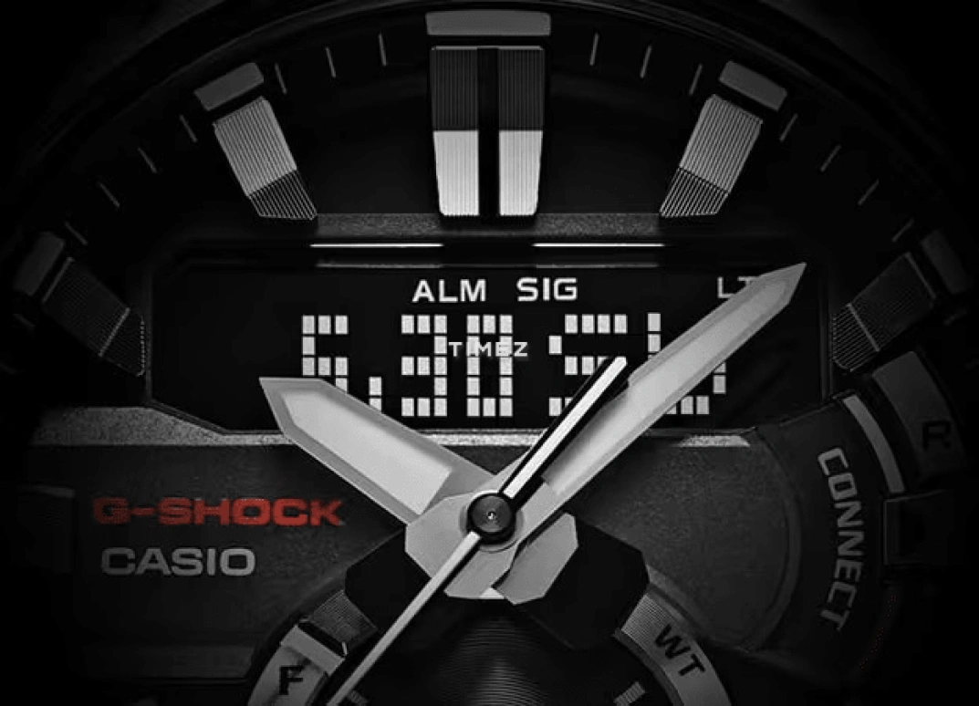 Casio,G-STEEL 46.50mm,46.50mm,Carbon,Black,Quartz,Countdown,Chronograph,Month,Date,Hardlex,Round,GSTB200,GSTB200-1A