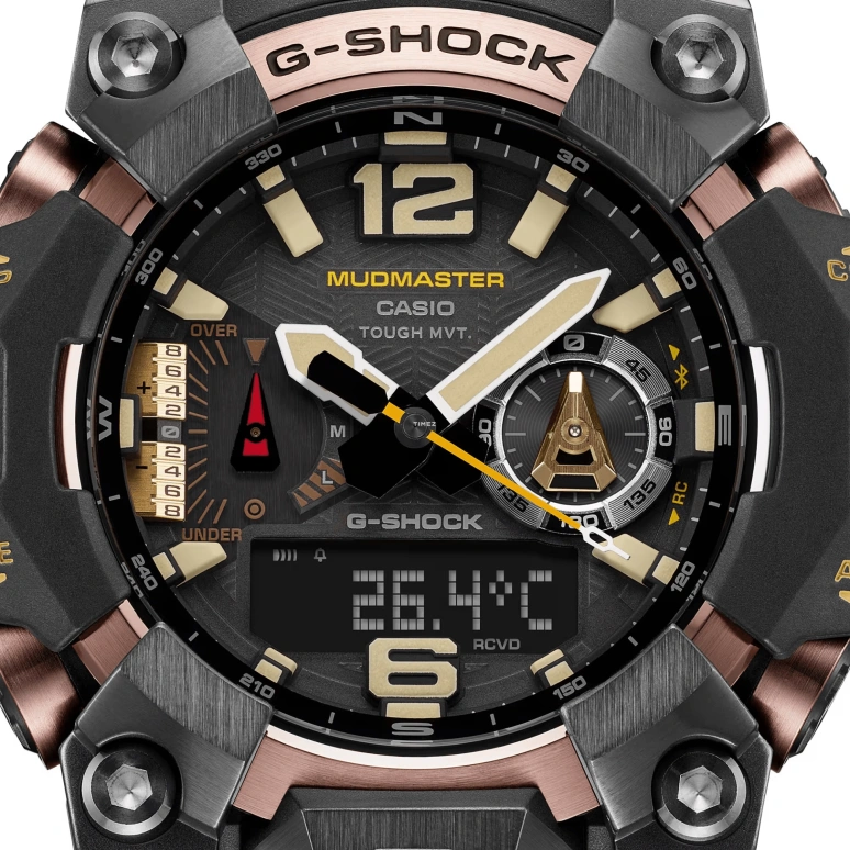 Casio,MASTER OF G - LAND 58.70x52.10mm,58.70x52.10mm,Bio-sourced,Carbon fiber-reinforced resin,Stainless Steel,Black,Quartz,Countdown,Chronograph,Month,Date,Sapphire,Crystal Glass,Round,GWGB1000,GWGB1000-1A4