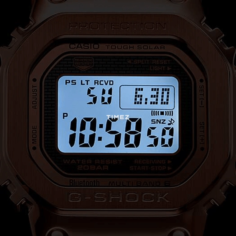 Casio,G-SHOCK 49.30x43.20mm,49.30x43.20mm,Stainless Steel,Grey,Quartz,Countdown,Chronograph,Perpetual Calendar,Month,Hardlex,Square,GMW,GMW-B5000GD-4
