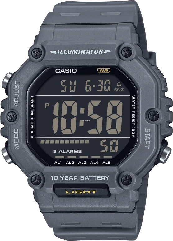 Casio,DIGITAL 54.10x49.70mm,54.10x49.70mm,Resin,Black,Quartz,Countdown,Chronograph,Month,Date,Plexi,Square,AE1600H,AE1600H-8BV
