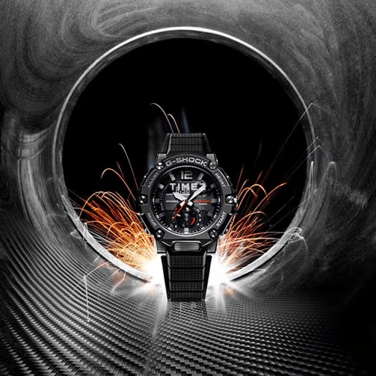 Casio,G-STEEL 50.30mm,50.30mm,Stainless Steel,Black,Quartz,Countdown,Chronograph,Month,Date,Hardlex,Round,GSTB300,GSTB300-1A