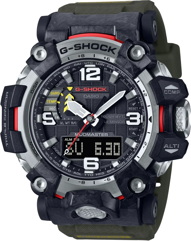 Casio,MASTER OF G - LAND 61.20x54.40mm,61.20x54.40mm,Resin,Forged Carbon,Stainless Steel,Black,Quartz,Countdown,Chronograph,Month,Date,Sapphire,Crystal Glass,Round,GWG2000,GWG2000-1A3