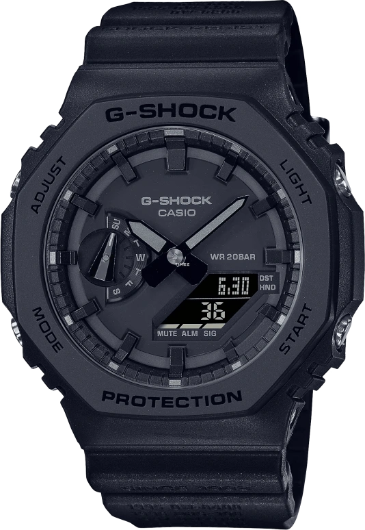 Casio,G-SHOCK 48.50x45.40mm,48.50x45.40mm,Carbon,Bio-sourced,Resin,Black,Quartz,Countdown,Chronograph,Month,Date,Hardlex,Glass,Octagon,GA2140RE,GA2140RE-1A