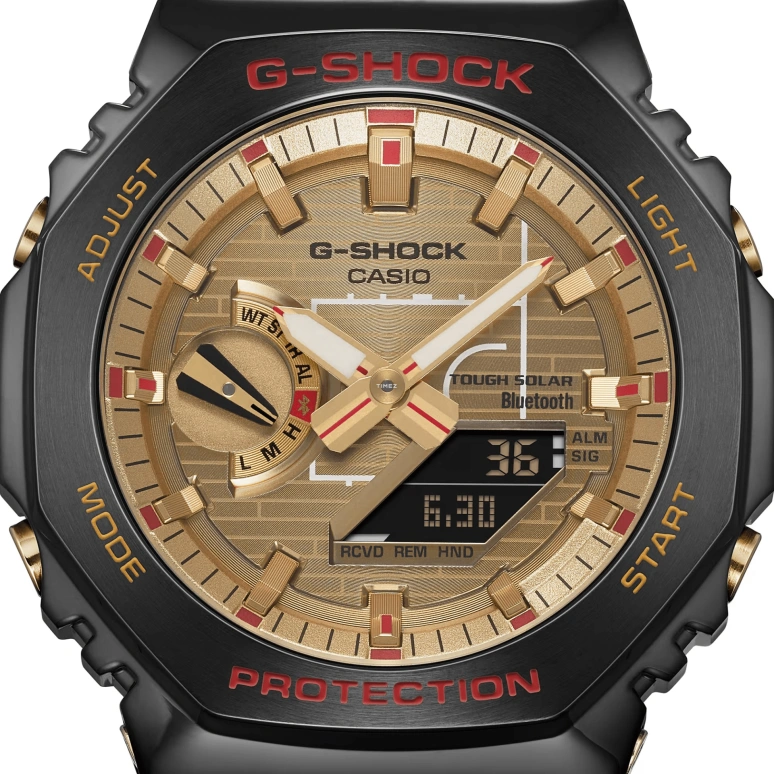 Casio,G-SHOCK 44.40mm,44.40mm,Bio-sourced,Resin,Gold,Quartz,Countdown,Chronograph,Month,Date,Hardlex,Octagon,GBM2100RH,GBM2100RH-1A