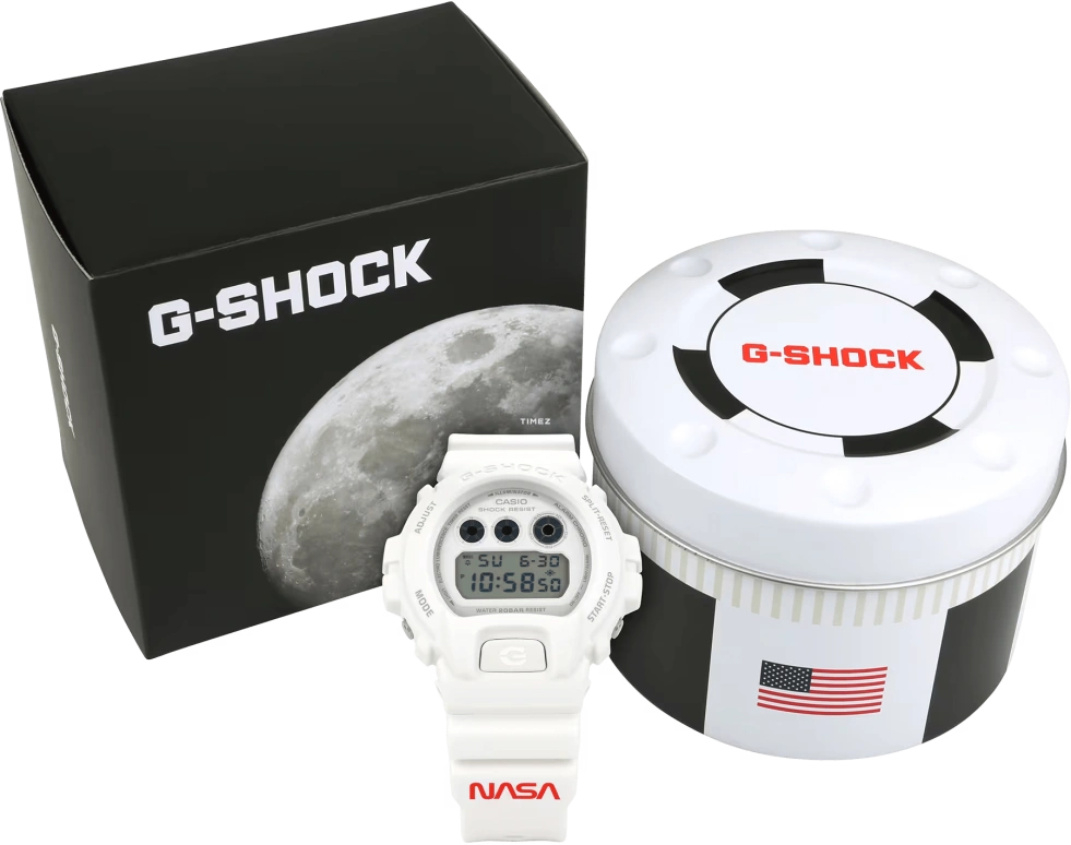 Casio,G-Shock 6900 50mm,50mm,Resin,White,Grey,Quartz,Countdown,Chronograph,Month,Date,Hardlex,Round,DW6900NASA23,DW6900NASA23-7