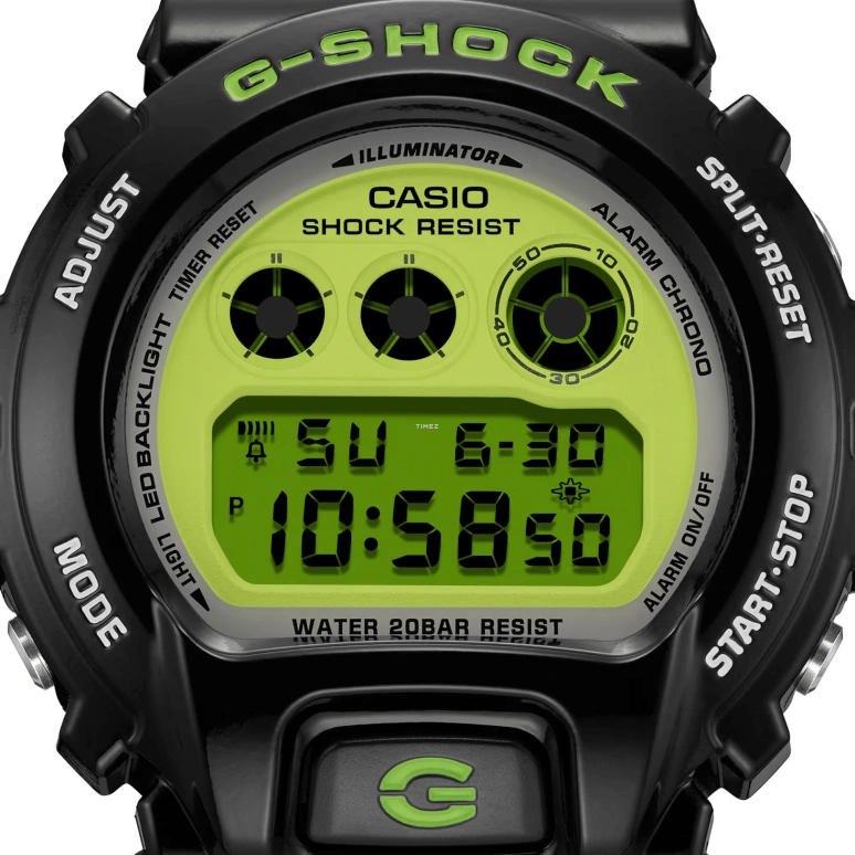 Casio,G-Shock 6900 53.20x50mm,53.20x50mm,Resin,Bio-sourced,Green,Quartz,Countdown,Chronograph,Month,Date,Hardlex,Round,DW6900RCS,DW6900RCS-1