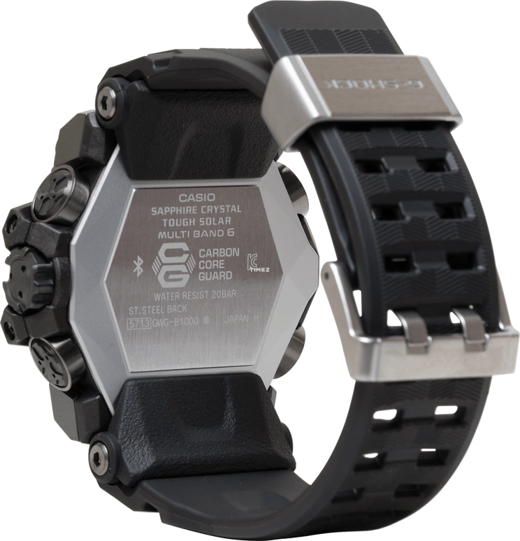 Casio,MASTER OF G - LAND 58.70x52.10mm,58.70x52.10mm,Bio-sourced,Resin,Black,Quartz,Countdown,Chronograph,Month,Date,Sapphire,Crystal Glass,Round,GWGB1000EC,GWGB1000EC-1A