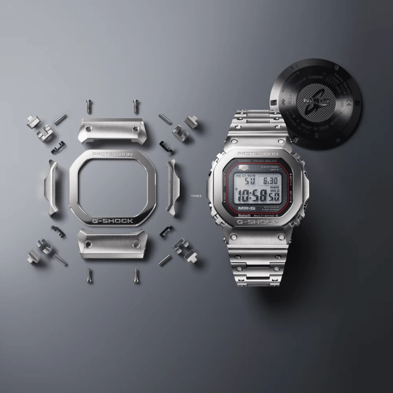 Casio,MR-G 49.40x43.20mm,49.40x43.20mm,Titanium,Grey,Quartz,Countdown,Chronograph,Month,Date,Sapphire,Crystal Glass,Square,MRGB5000D,MRGB5000D-1