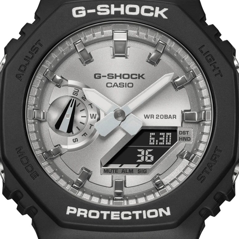 Casio,G-SHOCK 48.50x45.40mm,48.50x45.40mm,Resin,Carbon,Silver,Quartz,Countdown,Chronograph,Month,Date,Hardlex,Round,GA2100SB,GA2100SB-1A