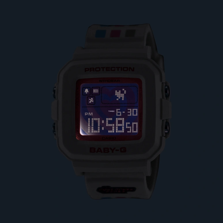 Casio,BGD-10 42.80x39mm,42.80x39mm,Resin,Pink Red,Quartz,Countdown,Chronograph,Month,Date,Hardlex,Square,BGD10KPP,BGD10KPP-7