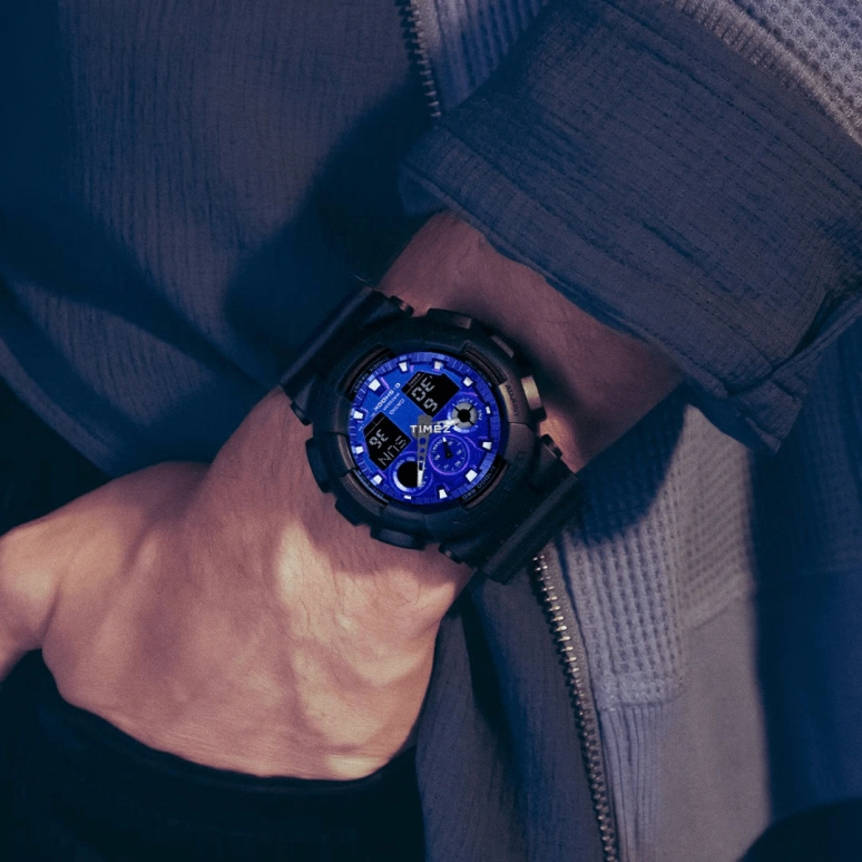 Casio,G-SHOCK 51.20mm,51.20mm,Resin,Blue,Quartz,Countdown,Chronograph,Month,Date,Hardlex,Round,GA100FL,GA100FL-1A