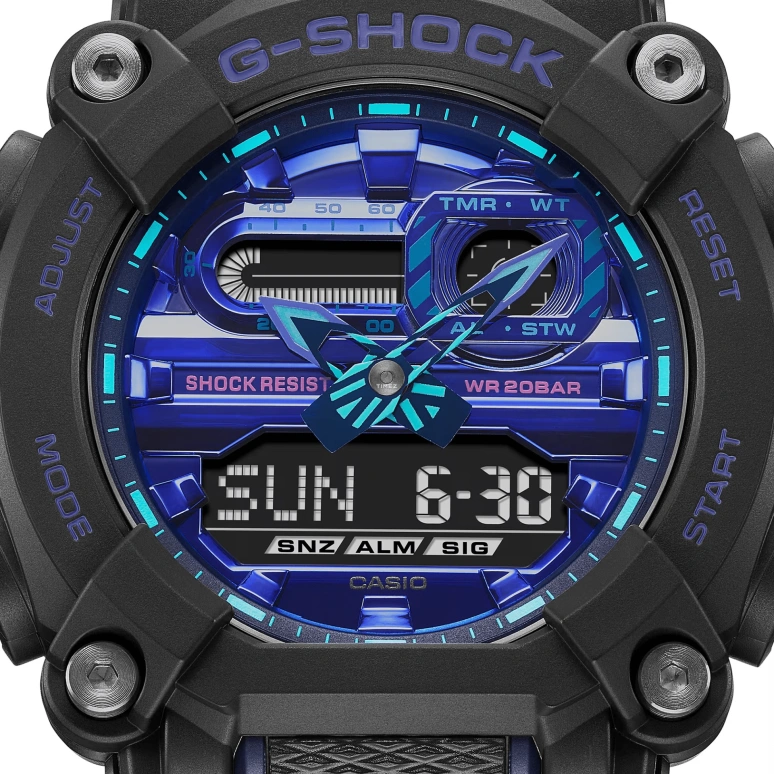 Casio,G-SHOCK 52.80x49.50mm,52.80x49.50mm,Resin,Purple,Quartz,Countdown,Chronograph,Month,Date,Hardlex,Round,GA900VB,GA900VB-1A