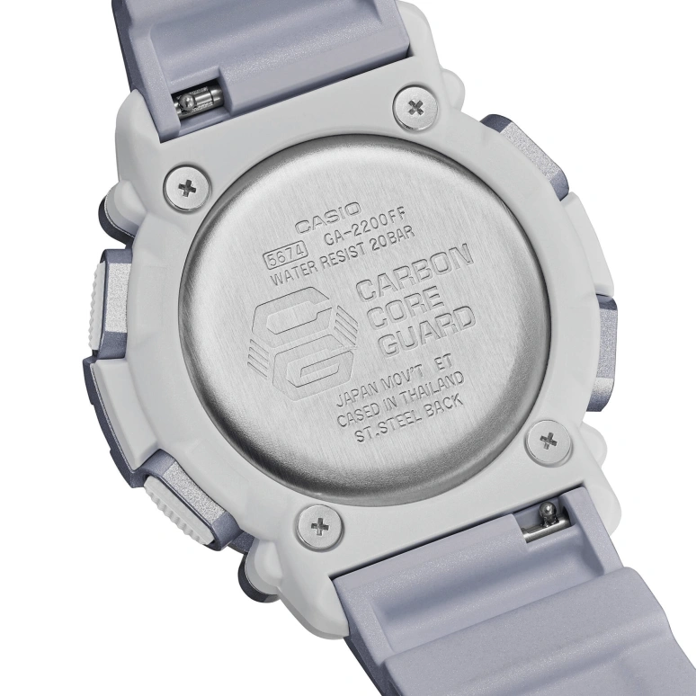 Casio,G-SHOCK 47.10mm,47.10mm,Resin,Carbon,White,Quartz,Countdown,Chronograph,Month,Date,Hardlex,Round,GA2200FF,GA2200FF-8A