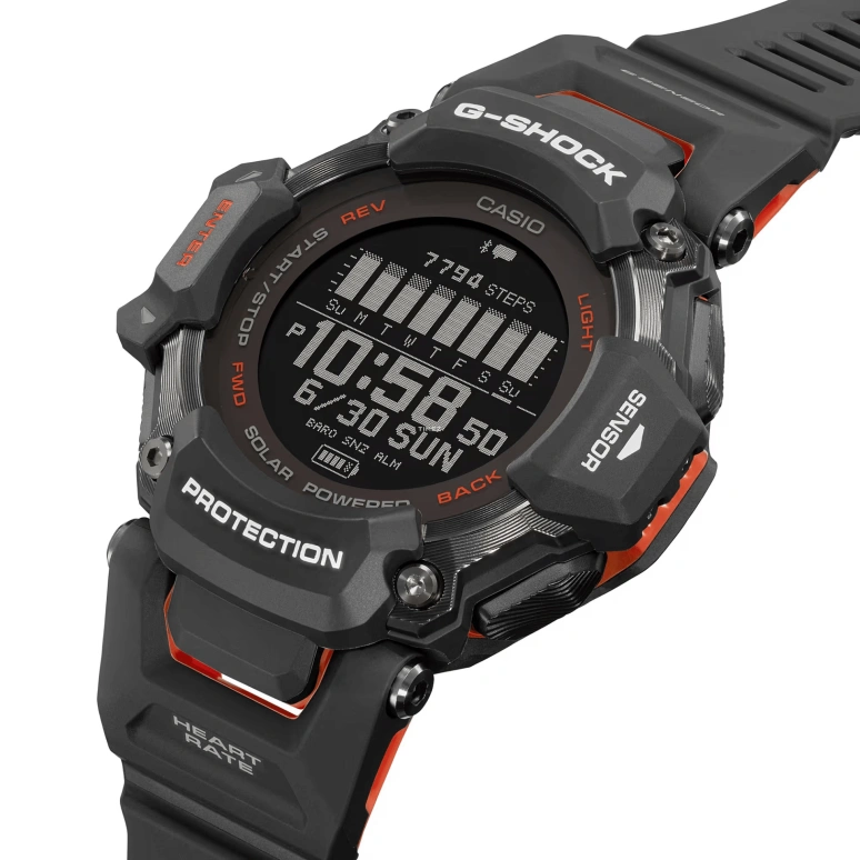 Casio,G-SHOCK 52.60mm,52.60mm,Bio-sourced,Resin,Black,Processor,Countdown,Chronograph,Month,Date,Hardlex,Round,GBDH2000,GBDH2000-1A