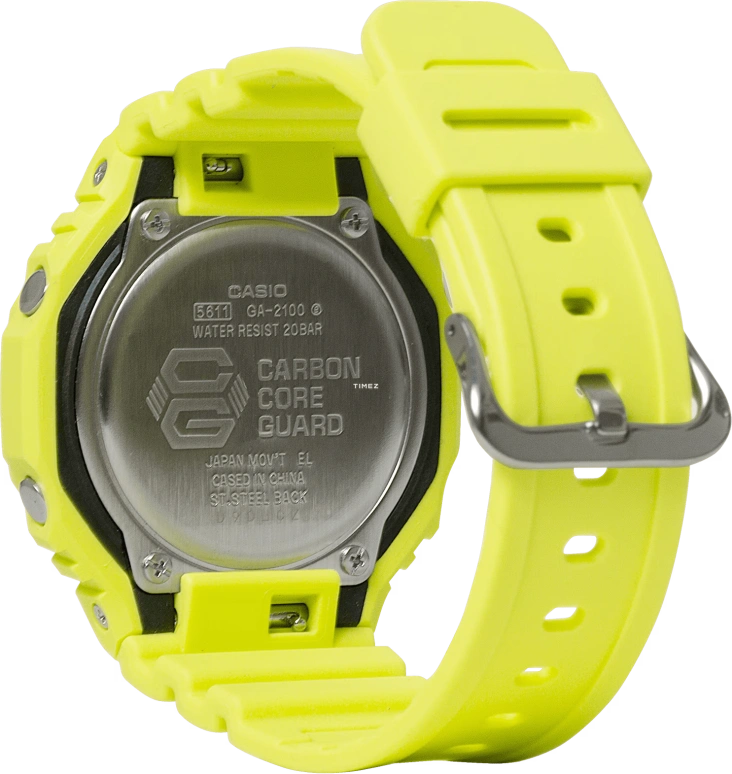 Casio,G-SHOCK 48.50x45.40mm,48.50x45.40mm,Carbon,Bio-sourced,Resin,Yellow,Quartz,Countdown,Chronograph,Month,Date,Hardlex,Round,GA2100,GA2100-9A9