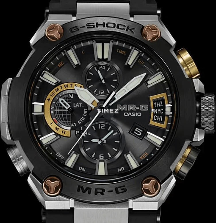 Casio,MR-G 49.80mm,49.80mm,Titanium,Black,Quartz,Countdown,Chronograph,Date,Day,Sapphire,Round,MRGG2000R,MRGG2000R-1A
