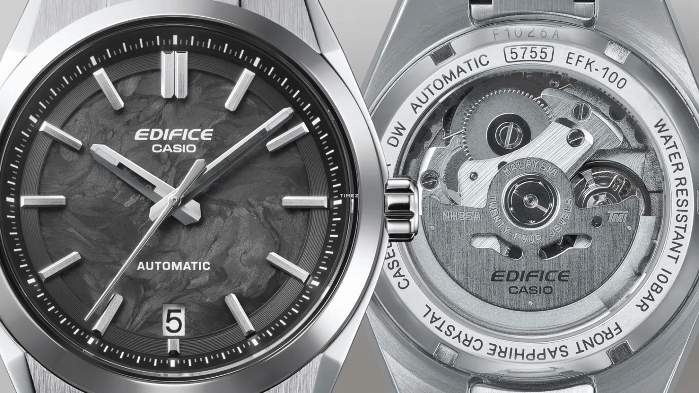Casio,EDIFICE 43.50x39mm,43.50x39mm,Stainless Steel,Black,Automatic,Day,Anti-magnetic,EFK100CD,EFK100CD-1A