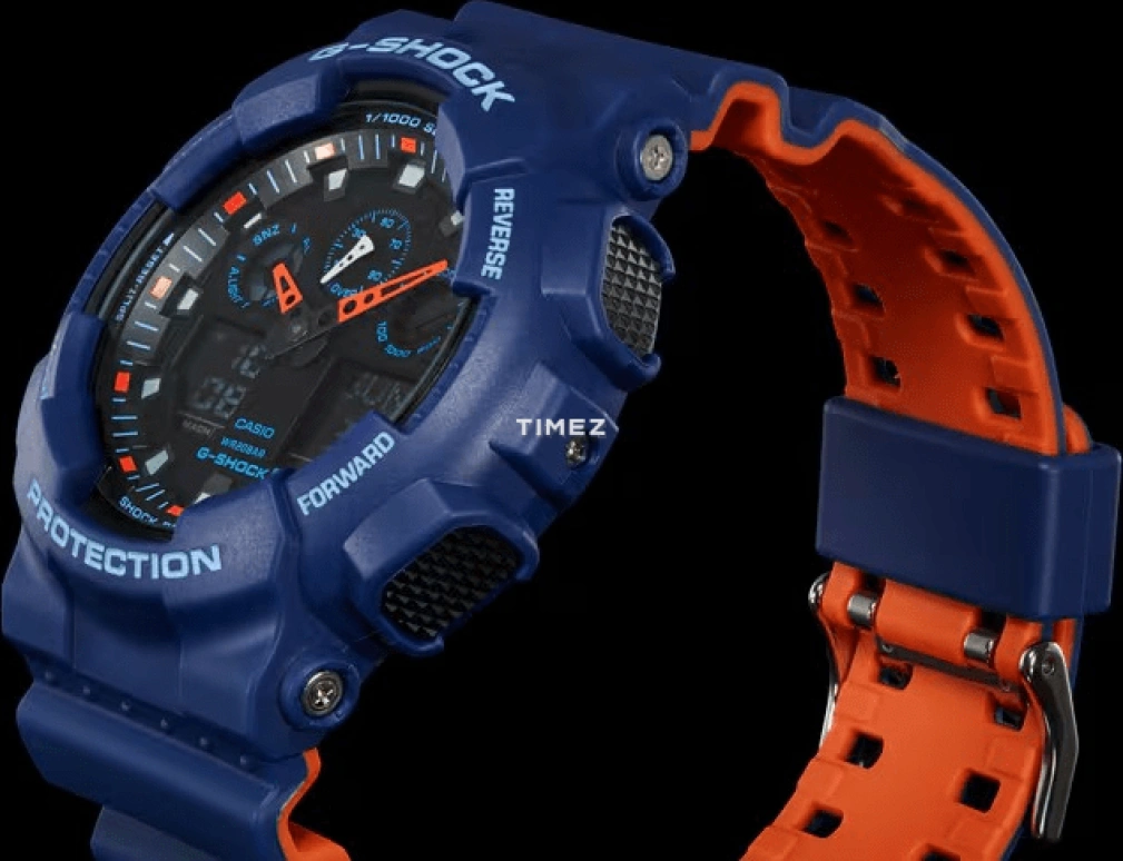 Casio,G-SHOCK 51.20mm,51.20mm,Resin,Blue,Quartz,Countdown,Chronograph,Month,Date,Hardlex,Round,GA100L,GA100L-2A