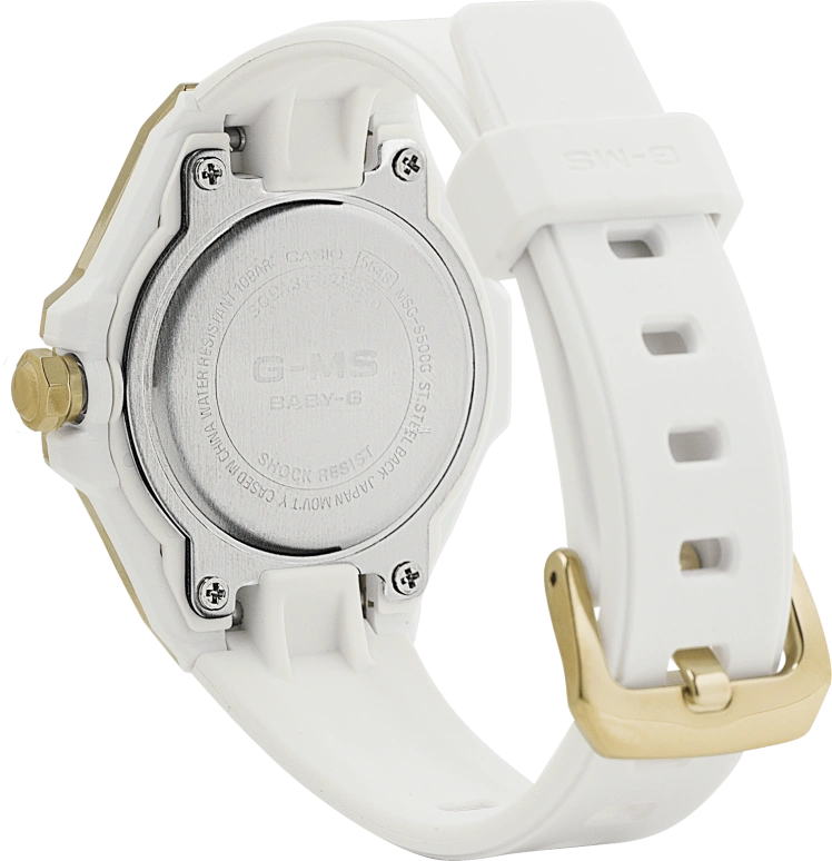 Casio,BABY-G 42.40x37.10mm,42.40x37.10mm,Resin,Stainless Steel,Ice Blue,Quartz,Day,Solar Charging,MSGS500G,MSGS500G-7A