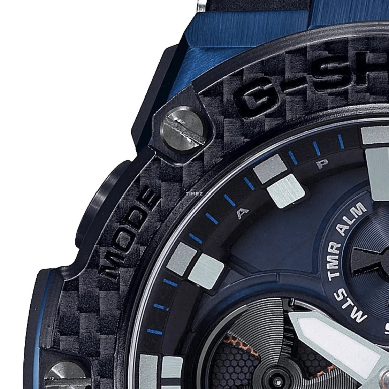 Casio,G-STEEL 53.80mm,53.80mm,Resin,Stainless Steel,Carbon,Blue,Quartz,Countdown,Chronograph,Day,Dule Time,Sapphire,Round,GSTB100XB,GSTB100XB-2A