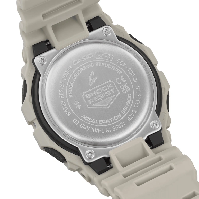 Casio,G-LIDE 50.90x46mm,50.90x46mm,Bio-sourced,Resin,Black,Quartz,Countdown,Chronograph,Month,Date,Hardlex,Square,GBX100,GBX100-8