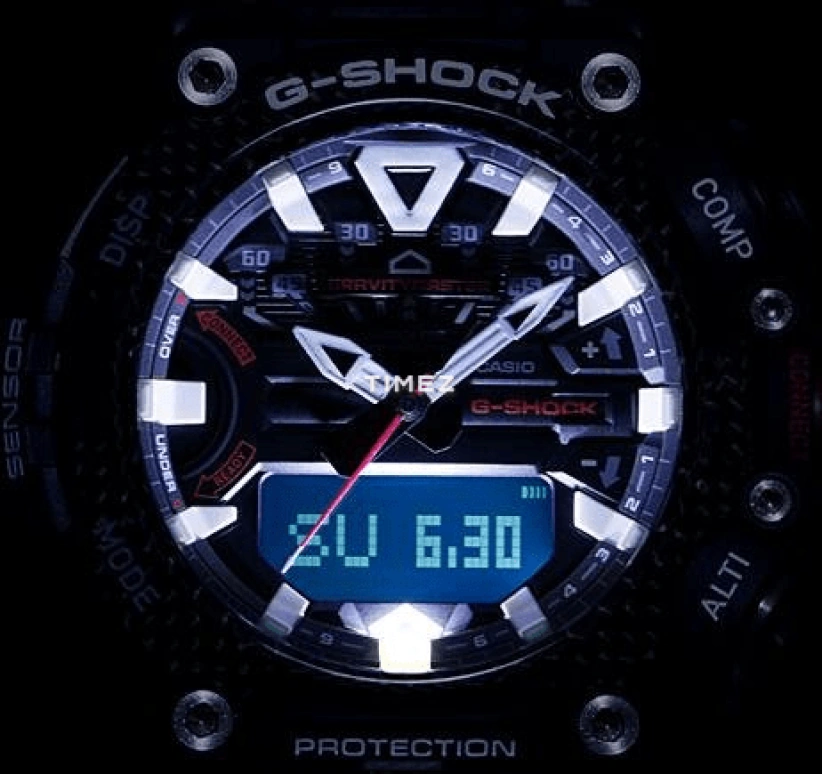 Casio,MASTER OF G - AIR 63x54.10mm,63x54.10mm,Carbon fiber-reinforced resin,Black,Quartz,Countdown,Chronograph,Month,Date,Hardlex,Round,GRB200,GRB200-1A