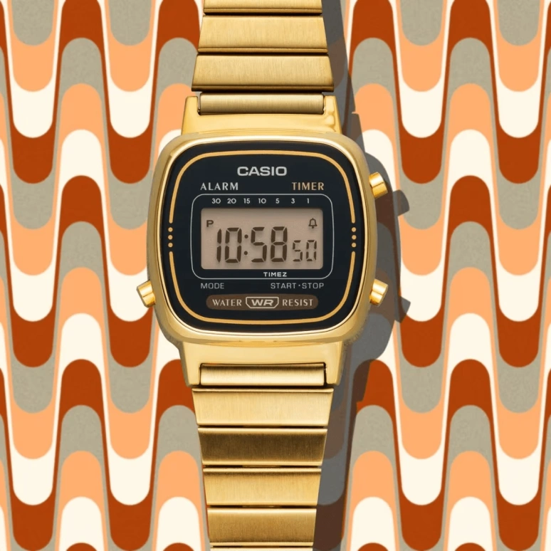 Casio,VINTAGE 30.30x24.60mm,30.30x24.60mm,Resin,Black,Grey,Quartz,Countdown,Chronograph,Month,Date,Plexi,Glass,Square,LA670WGA,LA670WGA-1