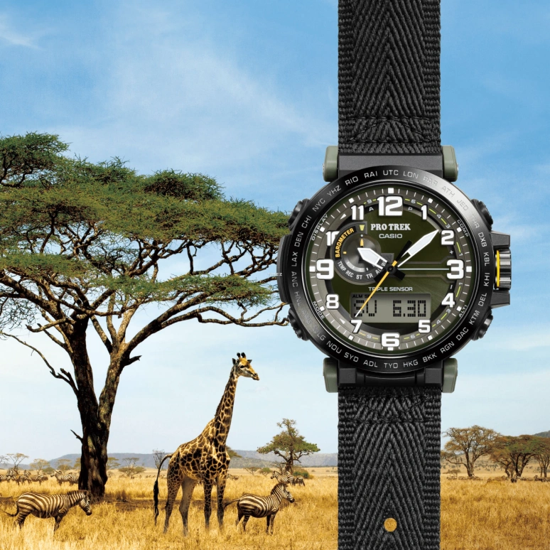 Casio,PROTREK 51.60x51.50mm,51.60x51.50mm,Bio-sourced,Stainless Steel,Grey,Olive Green,Quartz,Countdown,Chronograph,Month,Date,Hardlex,Glass,Round,PRG601YB,PRG601YB-3