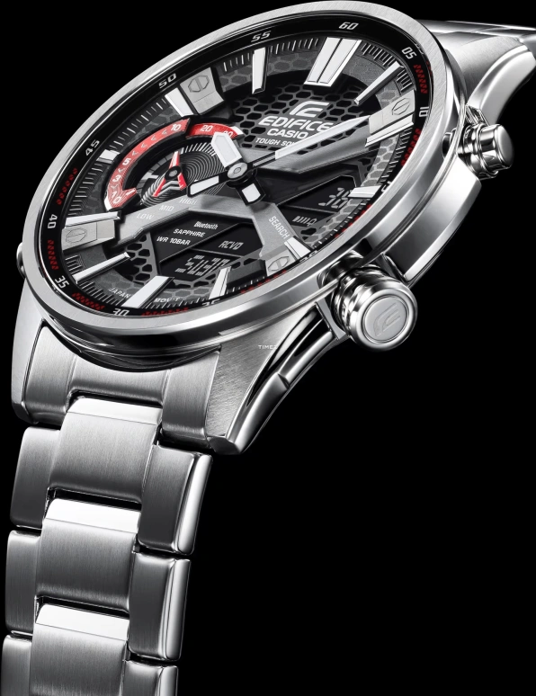 Casio,EDIFICE 46mm,46mm,Stainless Steel,Black,Quartz,Countdown,Chronograph,Month,Date,Sapphire,Round,ECBS100D,ECBS100D-1A