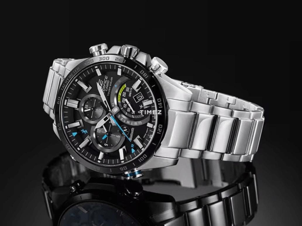 Casio,EDIFICE 48.10mm,48.10mm,Stainless Steel,Black,Quartz,Chronograph,Date,Day,Power Reserve Indicator,Hardlex,Round,EQB501XDB,EQB501XDB-1A