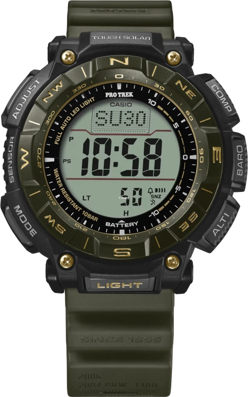 Casio,PROTREK 54.70x51.70mm,54.70x51.70mm,Carbon,Bio-sourced,Resin,Grey,Quartz,Countdown,Chronograph,Month,Date,Hardlex,Round,PRG340ANS,PRG340ANS-3