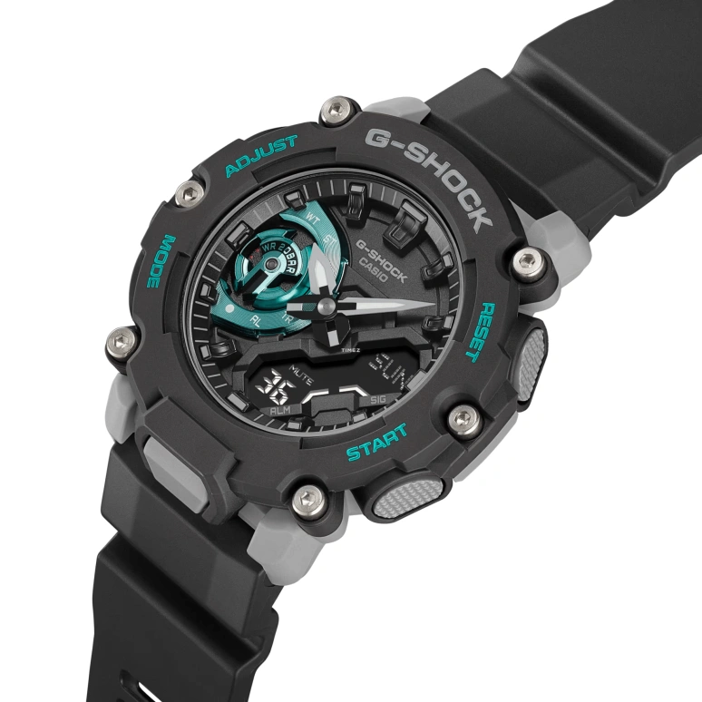Casio,G-SHOCK 47.10mm,47.10mm,Resin,Black,Quartz,Countdown,Chronograph,Month,Date,Hardlex,Round,GA2200M,GA2200M-1A