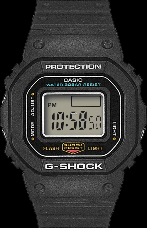 Casio,5600 23.40x20mm,23.40x20mm,Bio-sourced,Resin,Black,Quartz,Chronograph,Month,Date,Day,Hardlex,Square,DWN5600,DWN5600-1