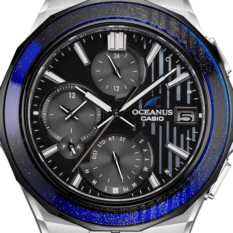 Casio,OCEANUS 48.80x42.30mm,48.80x42.30mm,Titanium,Black,Quartz,Date,Day,World Time,OCWS5000MB1A