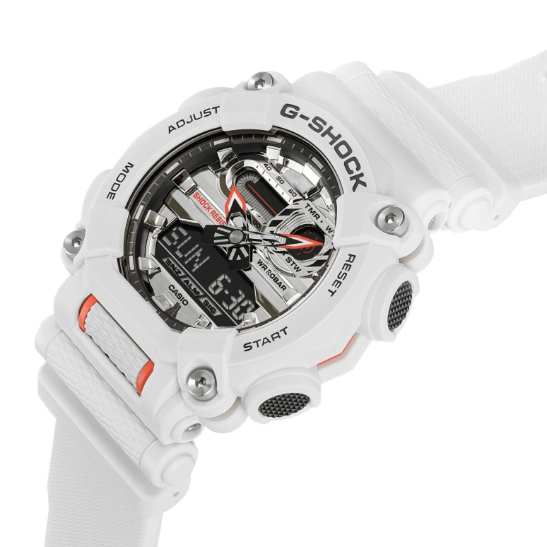 Casio,G-SHOCK 49.50mm,49.50mm,Resin,Silver,Quartz,Countdown,Chronograph,Month,Date,Hardlex,Round,GA900AS,GA900AS-7A
