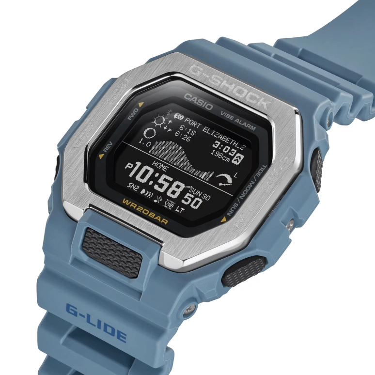 Casio,G-LIDE 50.90x46mm,50.90x46mm,Resin,Bio-sourced,Black,Quartz,Countdown,Chronograph,Month,Date,Hardlex,Square,GBX100,GBX100-2A