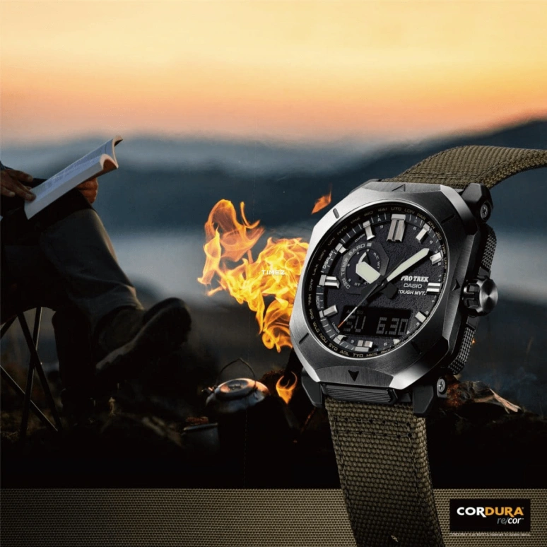 Casio,PROTREK 49.60x44.80mm,49.60x44.80mm,Bio-sourced,Stainless Steel,Black,Quartz,Countdown,Chronograph,Month,Date,Hardlex,Octagon,PRW6900YB,PRW6900YB-3