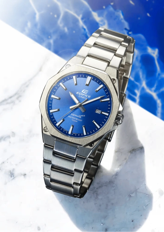 Casio,EDIFICE 44.80x39.90mm,44.80x39.90mm,Stainless Steel,Blue,Quartz,Day,Sapphire,Crystal Glass,EFRS108D,EFRS108D-2AV