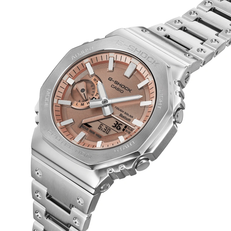 Casio,G-SHOCK 44.40mm,44.40mm,Stainless Steel,Pink,Quartz,Countdown,Chronograph,Month,Date,Hardlex,Octagon,GMB2100AD,GMB2100AD-5A