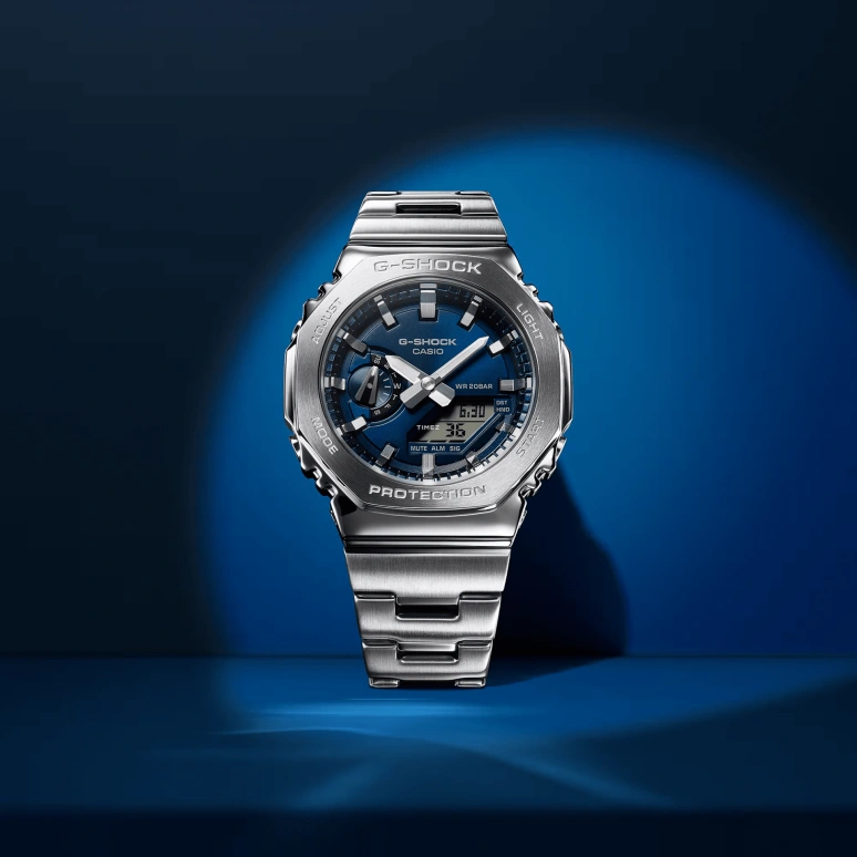 Casio,G-STEEL 49.30x44.40mm,49.30x44.40mm,Resin,Blue,Quartz,Countdown,Chronograph,Month,Date,Hardlex,Octagon,GM2110D,GM2110D-2B