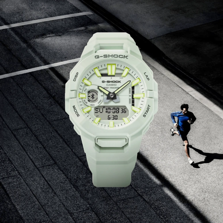 卡西欧,G-SHOCK 48.50x43.90毫米,48.50x43.90毫米,生物基,硅树脂,碳纤维,白色,石英,倒计时,计时,月历,星期历,矿物水晶,圆形,GBA950,GBA950-7A