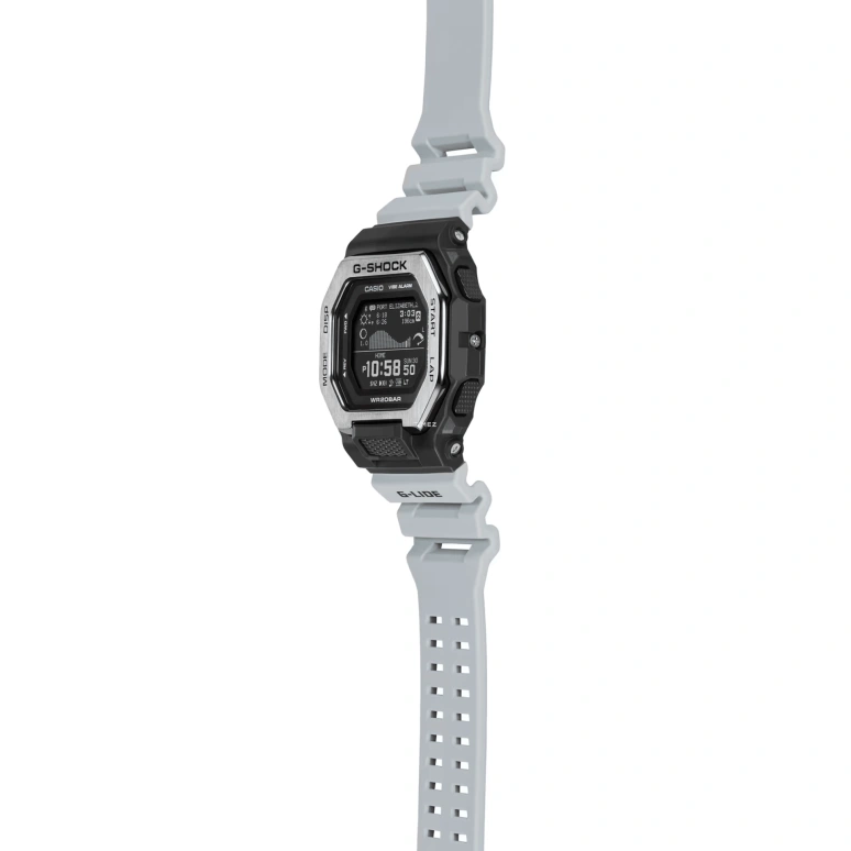 Casio,G-LIDE 50.90x46mm,50.90x46mm,Resin,Stainless Steel,Black,Quartz,Countdown,Chronograph,Month,Date,Hardlex,Square,GBX100TT,GBX100TT-8